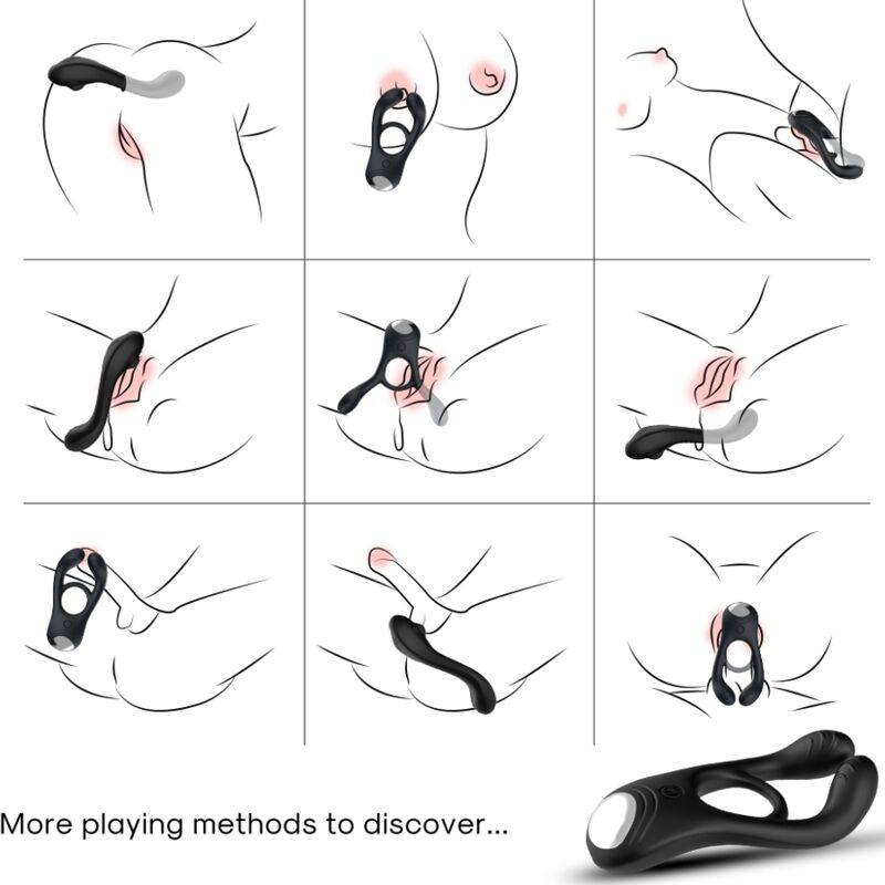 ARMONY - VEYRON DOUBLE VIBRATOR RING TOY FOR COUPLES BLACK - slika 2