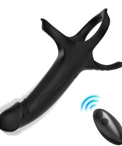 ARMONY - DILDO WITH RING & VIBRATOR REMOTE CONTROL BLACK