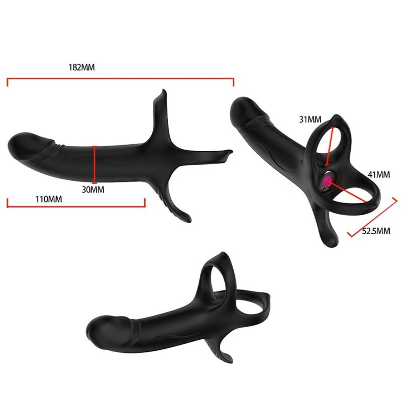 ARMONY - DILDO WITH RING & VIBRATOR REMOTE CONTROL BLACK - slika 3