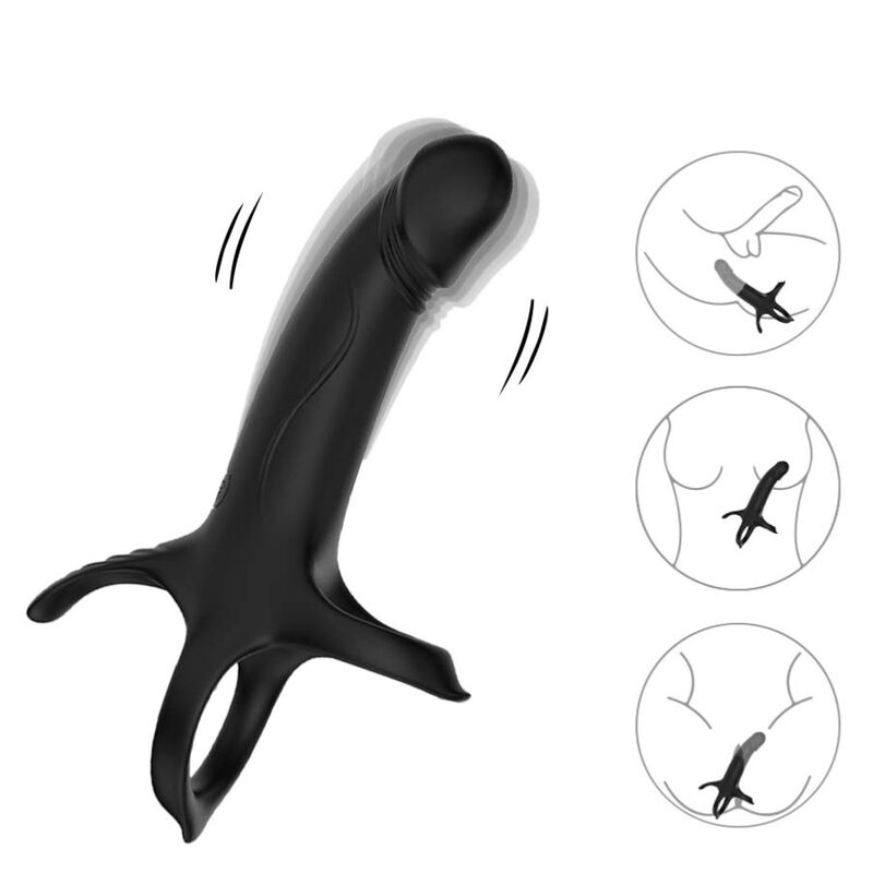 ARMONY - DILDO WITH RING & VIBRATOR REMOTE CONTROL BLACK - slika 2