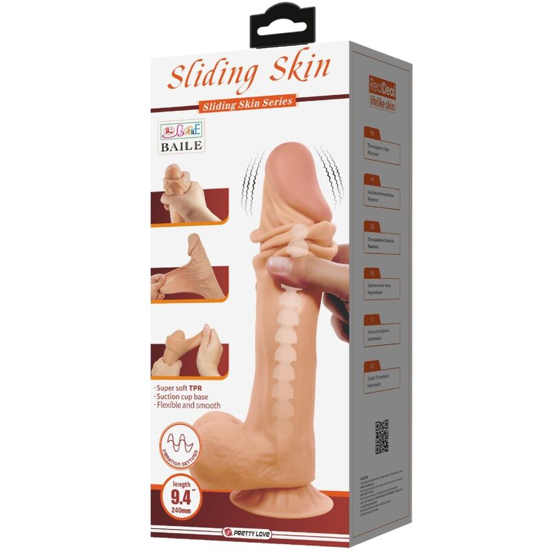 PRETTY LOVE - SLIDING SKIN SERIES REALISTIC DILDO WITH SLIDING SKIN SUCTION CUP REMOTE CONTROL FLESH 24 CM - slika 2