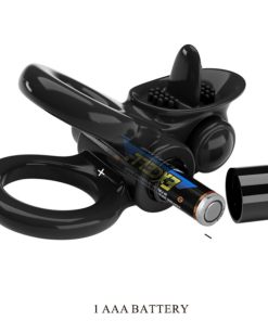 PRETTY LOVE - PASSIONATE RING DOUBLE VIBRATING RING + CLITORIS STIMULATOR BLACK - slika 3