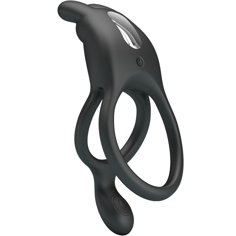PRETTY LOVE - SETH DOUBLE VIBRATING RING RABBIT 7 VIBRATIONS BLACK - slika 2