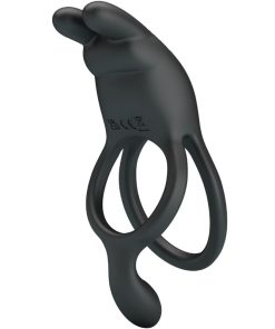 PRETTY LOVE - SETH DOUBLE VIBRATING RING RABBIT 7 VIBRATIONS BLACK - slika 3
