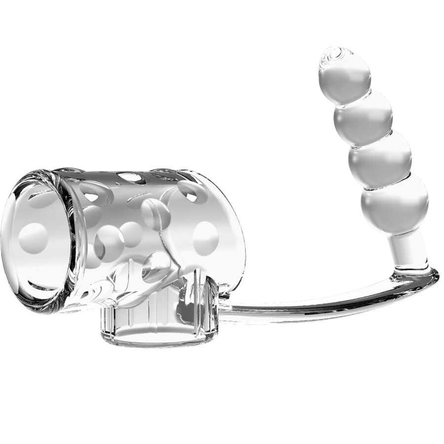 PRETTY LOVE - PENIS SLEEVE WITH ANAL PLUG TRANSPARENT - slika 2