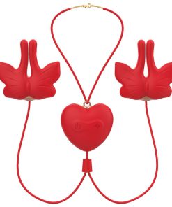ARMONY - MAGNETIC NIPPLE CLAMPS WITH VIBRATION BUTTERFLY SHAPE RED - slika 3