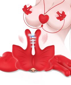 Alternative view of ARMONY - MAGNETIC NIPPLE CLAMPS WITH VIBRATION BUTTERFLY SHAPE RED