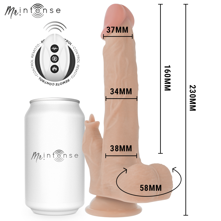 MR INTENSE - REALISTIC MULTIFUNCTION REDFORD WITH VIBRATION AND UP AND DOWN REMOTE CONTROL 23 CM -O- 3.5 CM - slika 2