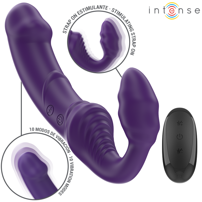 INTENSE - JILL DOUBLE VIBRATOR 20 CM PURPLE REMOTE CONTROL - slika 2
