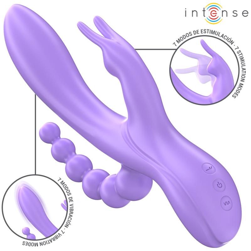 INTENSE - MIKO TRIPLE VIBRATOR RABBIT & STIMULATOR & ANAL 7 VIBRATIONS PURPLE - slika 2