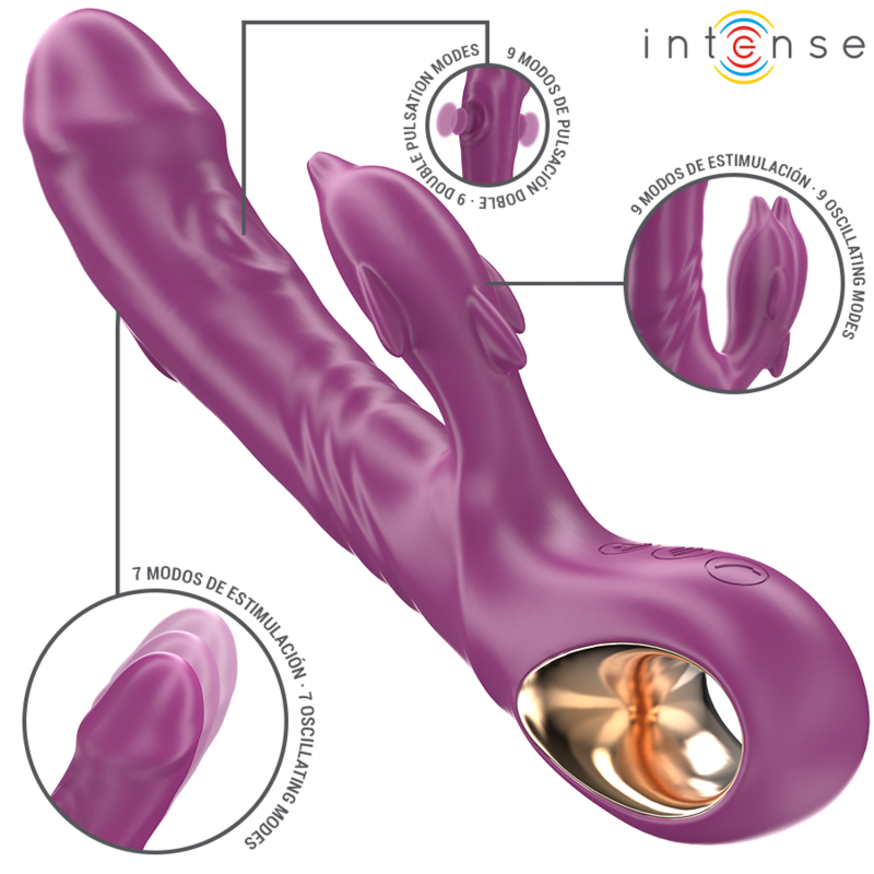 INTENSE - HALLE MULTIFUNCTION VIBRATOR WITH DOLPHIN STIMULATING TONGUE PURPLE - slika 2
