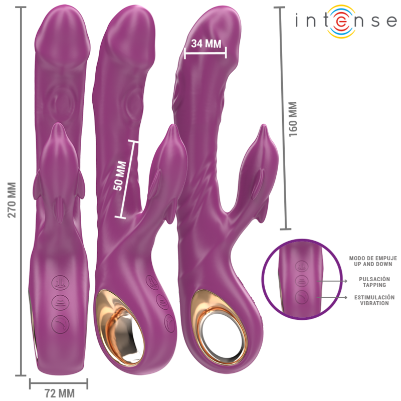 INTENSE - HALLE MULTIFUNCTION VIBRATOR WITH DOLPHIN STIMULATING TONGUE PURPLE - slika 3