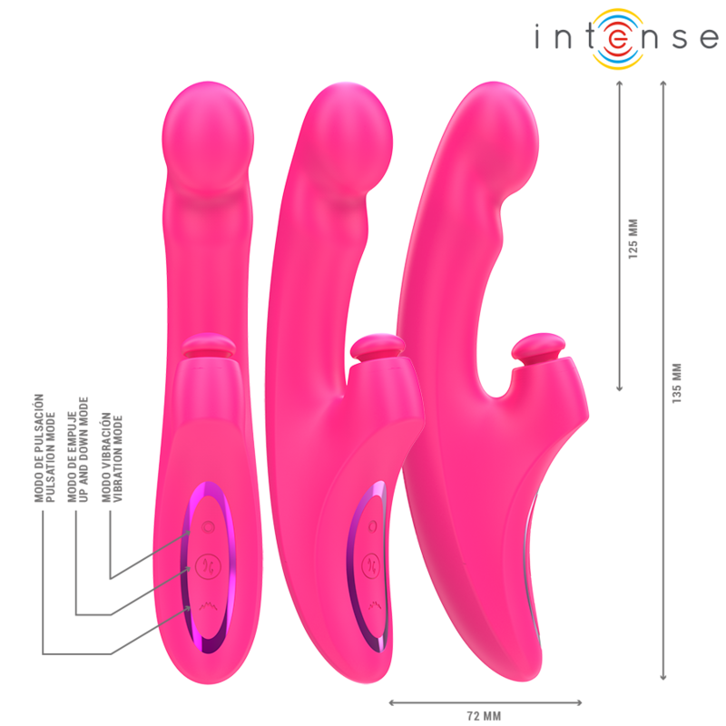 INTENSE - EMI VIBRATOR 13.5 CM MULTIFUNCTION 3 IN 1 10 VIBRATIONS PINK - slika 3