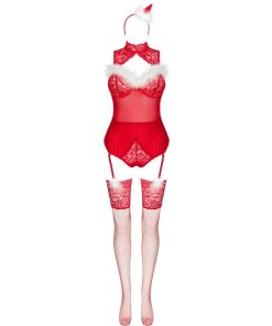 LIVCO CORSETTI FASHION - LIMPID SNOWFLAKES LC 90604 BODY + STOCKINGS + CHRISTMAS HEADBAND S/M - slika 3