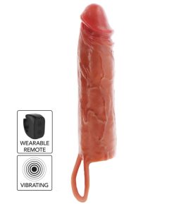 GET REAL - HYDRATED SKIN SILICONE VIBRATING PENIS SLEEVE CARAMEL 20 CM