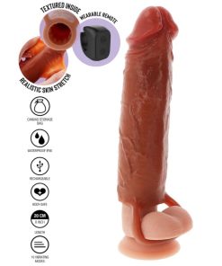 GET REAL - HYDRATED SKIN SILICONE VIBRATING PENIS SLEEVE CARAMEL 20 CM - slika 3