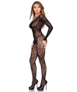 LEG AVENUE - 89366 LACE LINGERIE BODYSTOCKING BLACK - ONE SIZE - slika 3