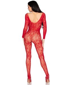 LEG AVENUE - 89366 LACE LINGERIE BODYSTOCKING RED - ONE SIZE - slika 3