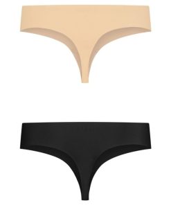 BYE-BRA - INVISIBLE THONG 2 PACK BEIGE & BLACK SIZE XXL