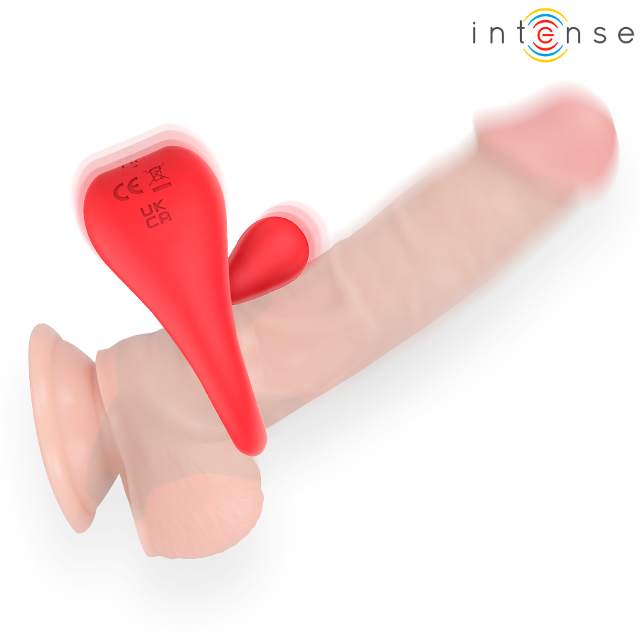 INTENSE - RUSSELL VIBRATING PENIS RING WITH CLITORIS STIMULATION RED - slika 3