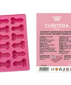 DIABLO PICANTE - 12 PENISES HARD SILICONE HANGING ICE BUCKET PINK