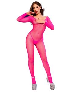 CHILIROSE - CR 4894 NEON PINK MESH BODYSTOCKING S/M - slika 3
