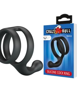 Alternative view of CRAZY BULL - YANCY DOUBLE COCK AND BALL RING BLACK