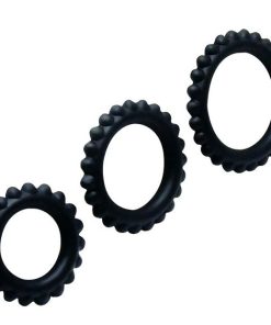 BAILE - TITAN SET 3PCS COCK RING BLACK 2.8 + 2.4 + 1.9 CM - slika 3