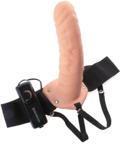 FETISH FANTASY SERIES - 19 CM VIBRATING HOLLOW STRAP-ON BROWN - slika 3