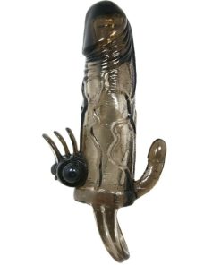 BAILE - BRAVE MAN PENIS COVER WITH CLIT AND ANAL STIMULATION DOUBLE BULLET BLACK 16.5 CM - slika 3