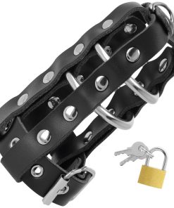 Alternative view of DARKNESS - LEATHER CHASTITY CAGE WITH LOCK