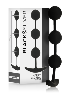 BLACK&SILVER - HARRY ANAL ROSARY 3 SILICONE SPHERES 14 CM
