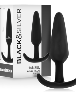 BLACK&SILVER - HANSEL SILICONE ANAL PLUG WITH SMALL HANDLE