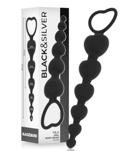 BLACK&SILVER - MILA ANAL CHAIN OF HEARTS 18 CM
