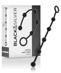 BLACK&SILVER - KORG ANAL ROSARY SILICONE INITIATION 21 CM