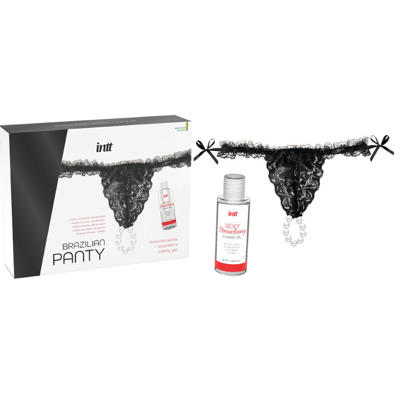 INTT RELEASES - BRAZILIAN BLACK PANTY WITH PEARLS AND LUBRICANT GEL 50 ML - slika 3