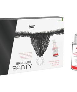 Alternative view of INTT RELEASES - BRAZILIAN BLACK PANTY WITH PEARLS AND LUBRICANT GEL 50 ML