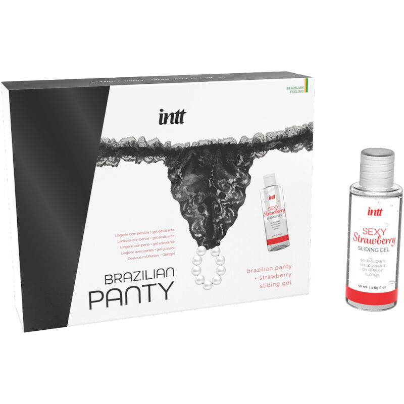 INTT RELEASES - BRAZILIAN BLACK PANTY WITH PEARLS AND LUBRICANT GEL 50 ML - slika 2
