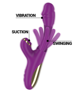 INTENSE - ATENEO RECHARGEABLE MULTIFUNCTION VIBRATOR 7 VIBRATIONS WITH OSCILLATING TONGUE AND PURPLE SUCTION - slika 3