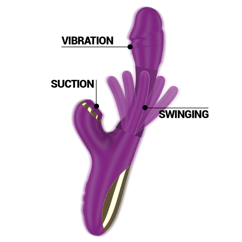 INTENSE - ATENEO RECHARGEABLE MULTIFUNCTION VIBRATOR 7 VIBRATIONS WITH OSCILLATING TONGUE AND PURPLE SUCTION - slika 3