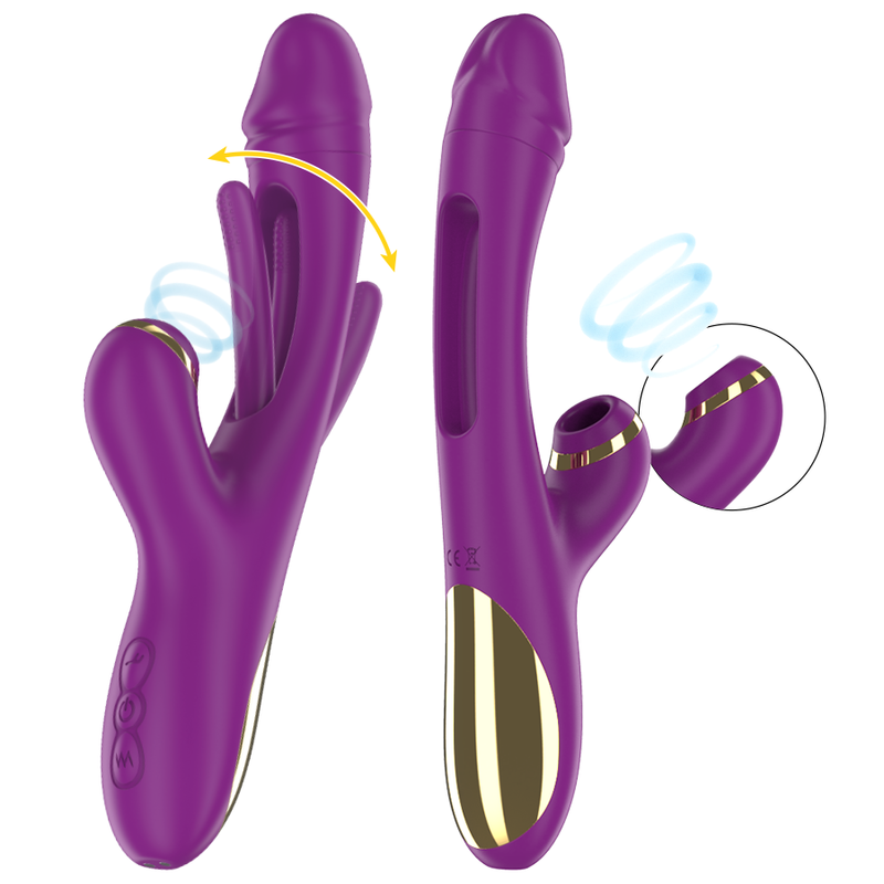 INTENSE - ATENEO RECHARGEABLE MULTIFUNCTION VIBRATOR 7 VIBRATIONS WITH OSCILLATING TONGUE AND PURPLE SUCTION - slika 2