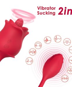 ARMONY - PINK 2 IN 1 SUCTION STIMULATOR & VIBRATOR 10 MODES WITH RED TAIL