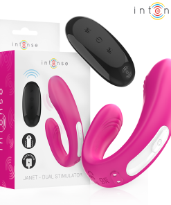 INTENSE - JANET DUAL U-SHAPED STIMULATOR AND VIBRATOR WITH REMOTE CONTROL PINK