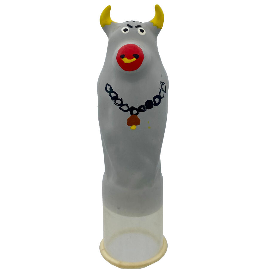 CONDOMERIE - HANDPAINTED NOVELTY CONDOMS GREY BULL MODEL XL - slika 2