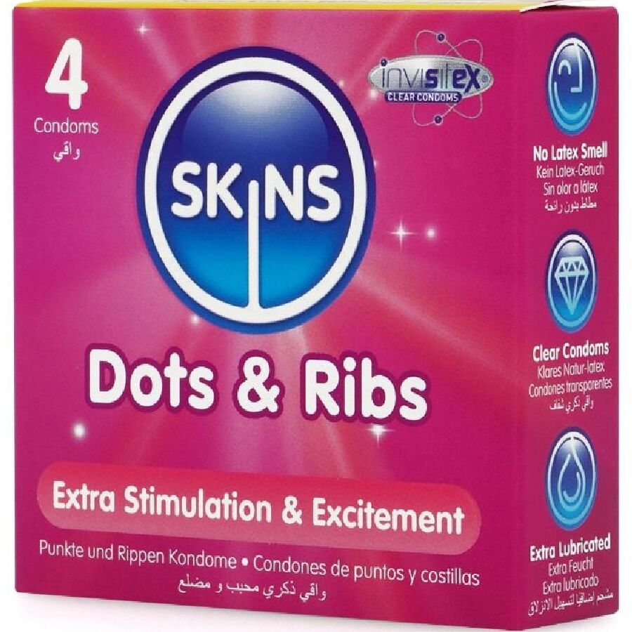 SKINS - DOTS & RIBS PREMIUM CONDOMS PACK 4 - slika 2