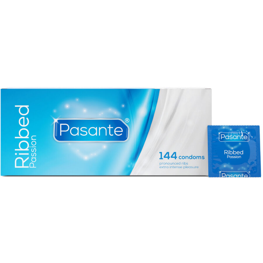 PASANTE - RIBBED PASSION CONDOMS BOX 144 UNITS - slika 2