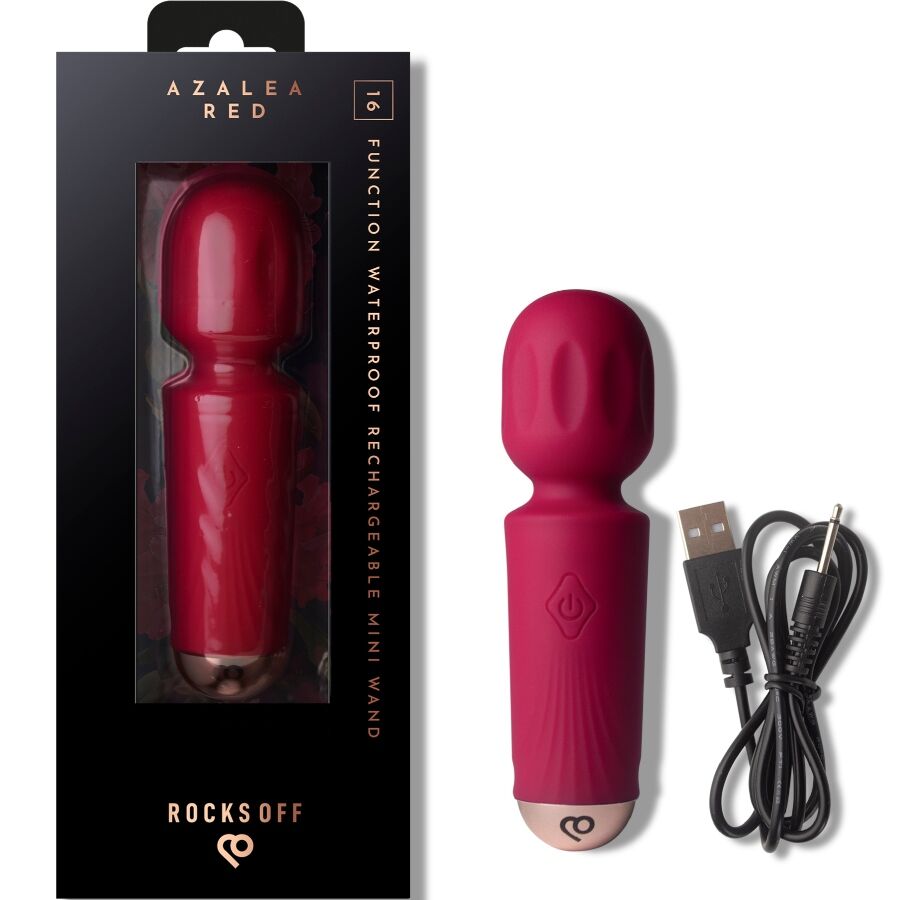 ROCKS-OFF - MINI RECHARGEABLE WAND 16 FUNCTIONS AZALEA RED - slika 2