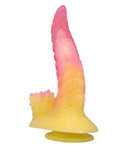 POWER MONSTERS - RIPPLIED MONSTER FANTASY DILDO WITH SUCTION CUP 22.5 CM Ø 5.5 CM PINK & YELLOW