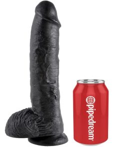 KING COCK - DILDO BLACK WITH BALLS 25.4 CM
