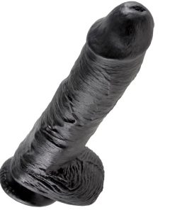 KING COCK - DILDO BLACK WITH BALLS 25.4 CM - slika 3